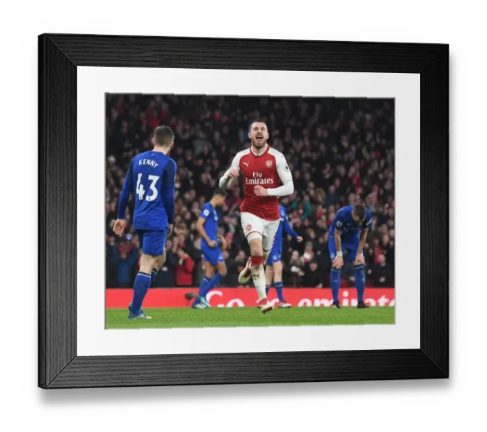 Framed Print : Arsenal's Five-Goal Blitz: Ramsey Celebrates vs. Everton (Premier League 2017-18) Framed Print : Arsenal's Five-Goal Blitz: Ramsey Celebrates vs. Everton (Premier League 2017-18)