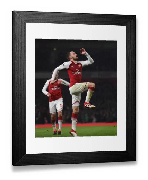 Framed Print : Aaron Ramsey celebrates scoring his 2nd goal. Arsenal 5: 1 Everton. Premier League
