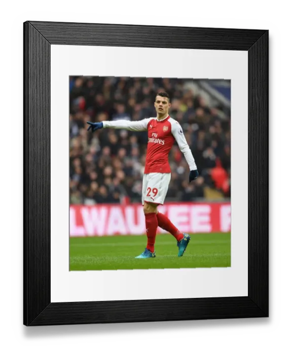 Framed Print : Granit Xhaka in Action: Tottenham Hotspur vs Arsenal, Premier League 2017-18