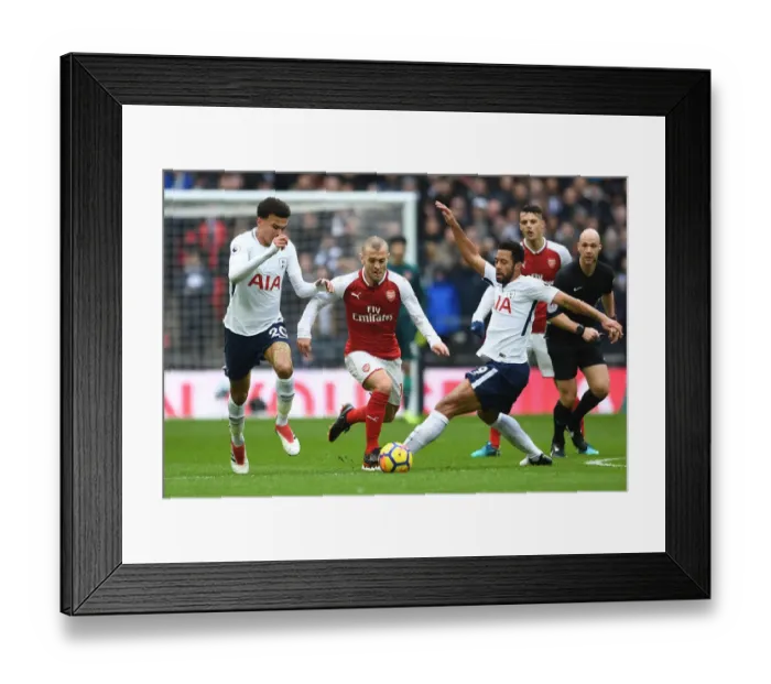 Framed Print : Clash of Midfield Titans: Wilshere vs Alli & Dembele (Tottenham vs Arsenal, 2017-18)