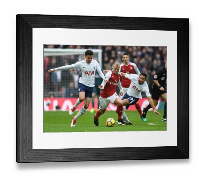 Framed Print : Clash of Midfield Titans: Wilshere vs Alli & Dembele - Epic Arsenal vs Tottenham Showdown (2017-18)