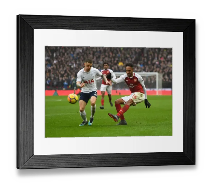Framed Print : Clash at Wembley: Aubameyang vs Trippier in the Premier League Battle between Tottenham and Arsenal