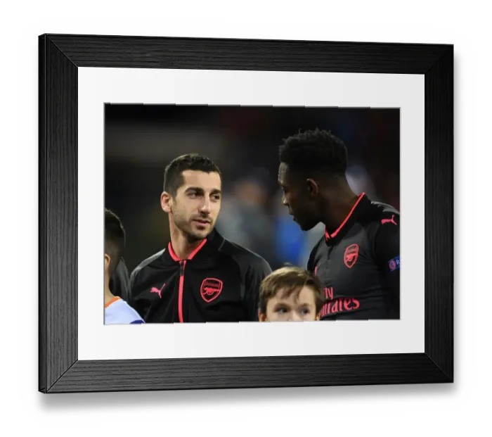 Framed Print : Mkhitaryan and Welbeck: Pre-Match Chat Between Arsenal Stars at Ostersunds FK