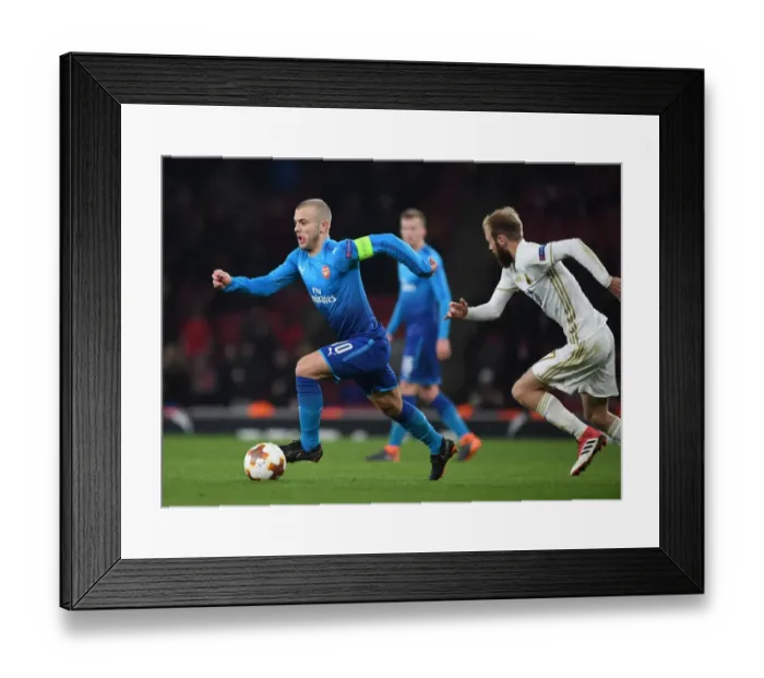 Framed Print : Jack Wilshere Overpowers Curtis Edwards: Arsenal vs Östersunds FK, UEFA Europa League