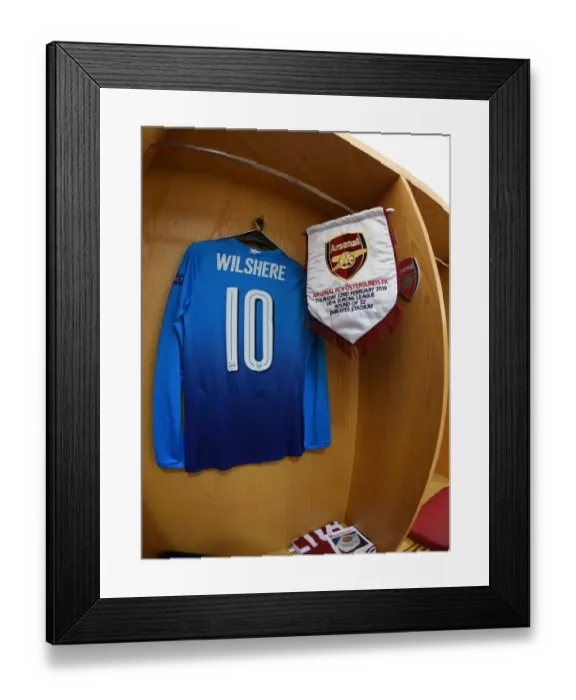 Framed Print : Jack Wilshere's Arsenal Shirt and Match Pennant (Arsenal v Östersunds FK, 2017-18)