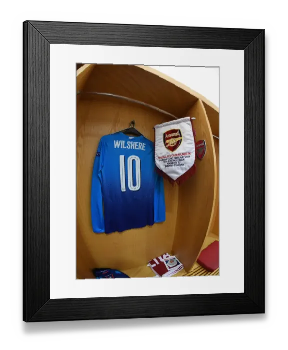 Framed Print : Jack Wilshere's Arsenal Shirt and Match Pennant (Arsenal v Östersunds FK, 2017-18)