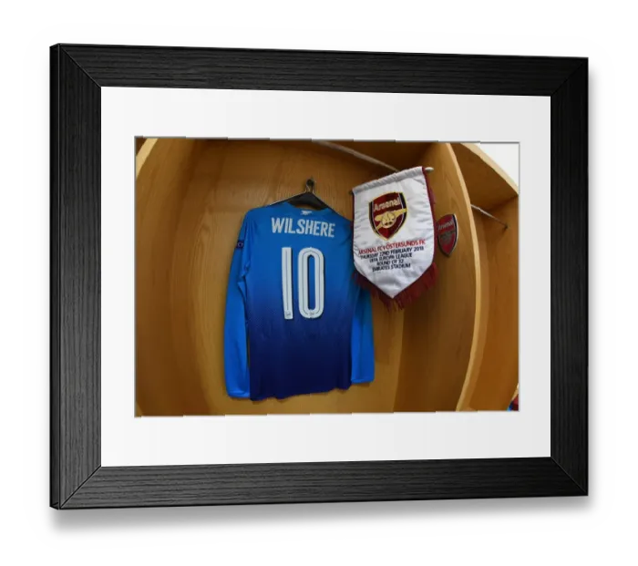 Framed Print : Arsenal Football Club: Jack Wilshere's Pennant from Europa League Match against Östersunds FK Framed Print : Arsenal Football Club: Jack Wilshere's Pennant from Europa League Match against Östersunds FK