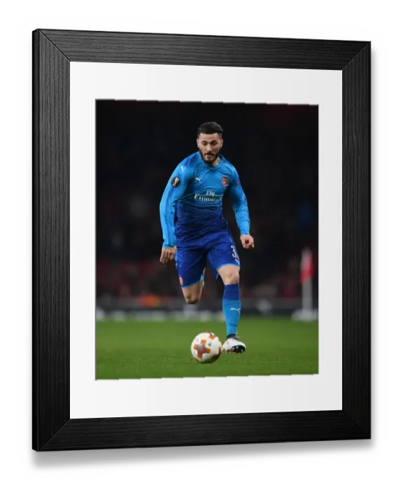 Framed Print : Sead Kolasinac in Action: Arsenal vs Östersunds FK, UEFA Europa League 2017-18