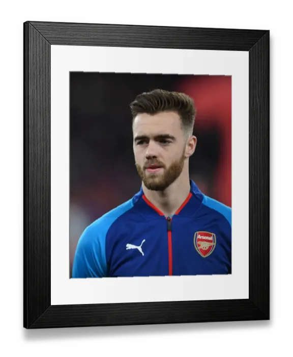 Framed Print : Calum Chambers: Arsenal's Ready-to-Go Defender Ahead of Arsenal v Östersunds FK UEFA Europa League Clash
