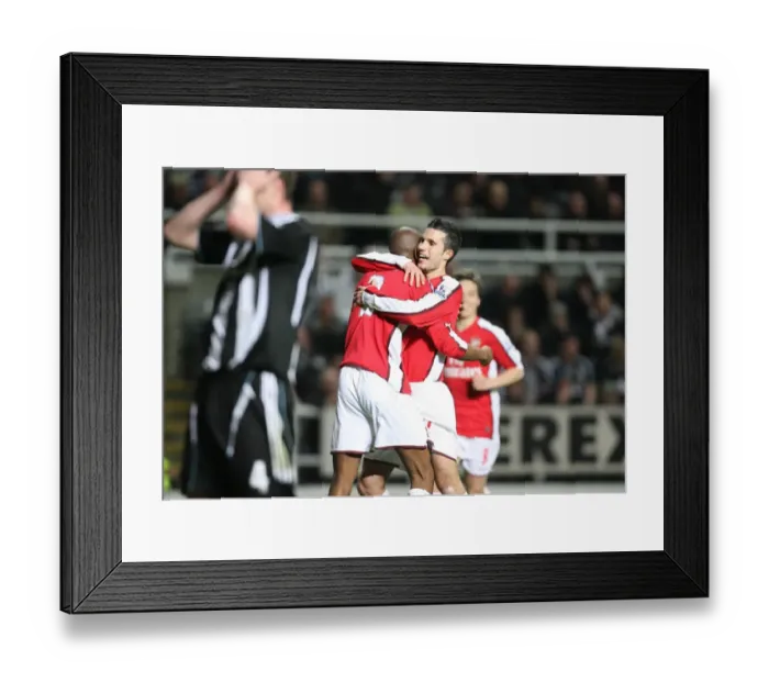 Framed Print : Abou Diaby and Robin van Persie Celebrate Arsenal's Second Goal in 3-1 Win Over Newcastle United, 2009