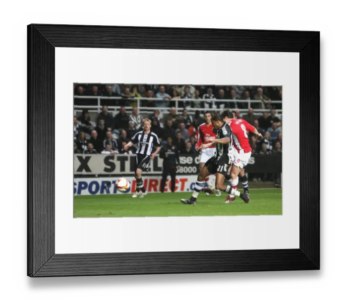 Framed Print : Samir Nasri shoots past Newcastle goalkeeper Steve Framed Print : Samir Nasri shoots past Newcastle goalkeeper Steve
