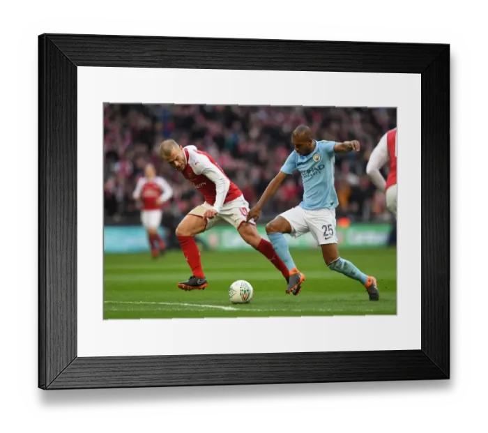 Framed Print : Wilshere vs Fernandinho: A Carabao Cup Final Showdown at Wembley