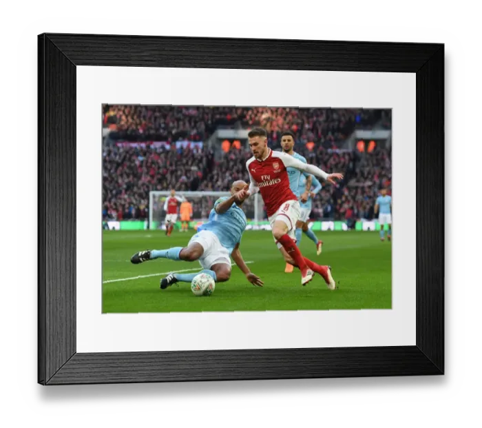 Framed Print : Clash of Titans: Ramsey vs. Kompany - Arsenal vs. Manchester City Carabao Cup Final