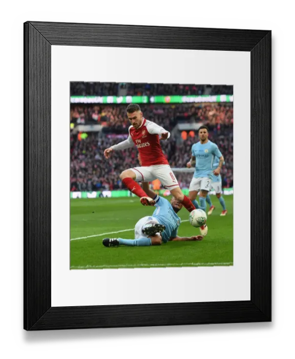 Framed Print : Clash of Titans: Ramsey vs. Kompany - Arsenal vs. Manchester City Carabao Cup Final