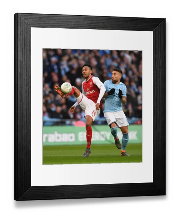 Framed Print : Clash of Titans: Aubameyang vs. Otamendi - Arsenal vs. Manchester City Carabao Cup Final