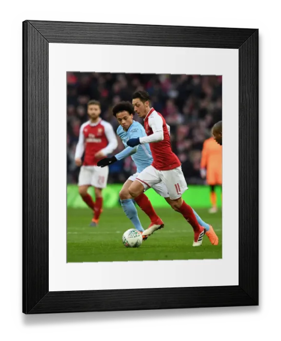 Framed Print : Mesut Ozil vs. Leroy Sane: Clash of the Creatives - Arsenal v Manchester City Carabao Cup Final
