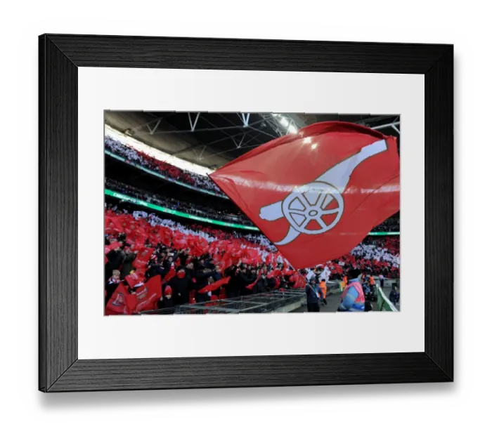 Framed Print : Arsenal Fans Unite: Wembley Stadium Showdown - Arsenal vs Manchester City Carabao Cup Final