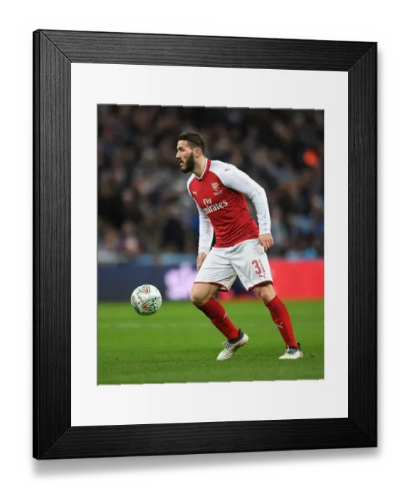 Framed Print : Sead Kolasinac in Action: Arsenal vs Manchester City - Carabao Cup Final 2018