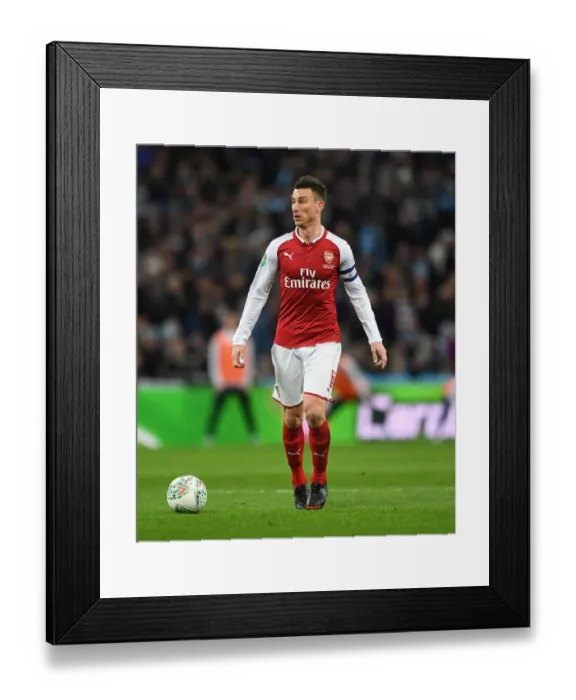 Framed Print : Laurent Koscielny Focused at Arsenal vs Manchester City Carabao Cup Final