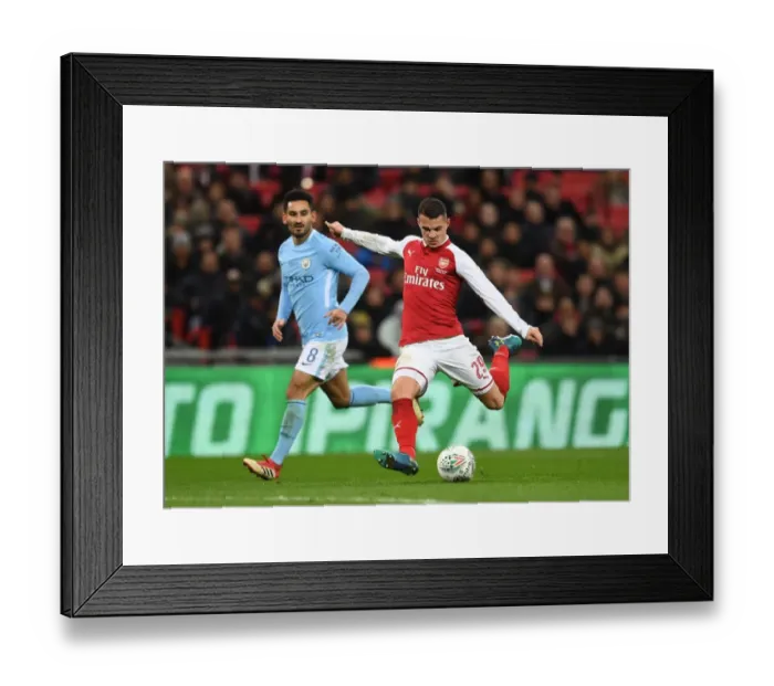 Framed Print : Granit Xhaka: Arsenal's Midfield Maestro Shines in Carabao Cup Showdown Against Manchester City