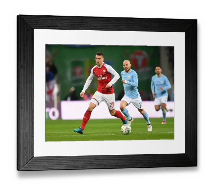 Framed Print : Xhaka vs Silva: Clash of Midfield Titans - Arsenal v Manchester City Carabao Cup Final