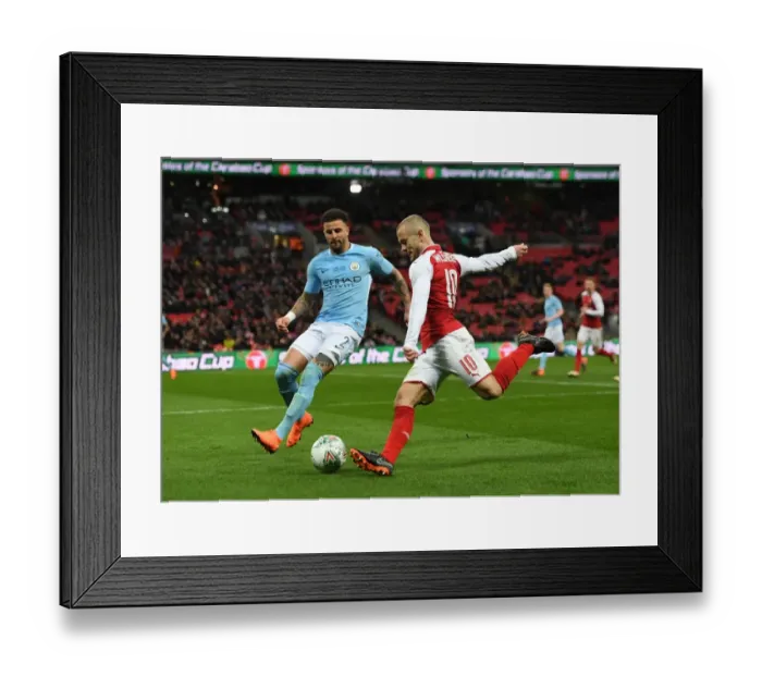 Framed Print : Arsenal's Jack Wilshere Faces Off Against Manchester City's Kyle Walker in Carabao Cup Final Showdown Framed Print : Arsenal's Jack Wilshere Faces Off Against Manchester City's Kyle Walker in Carabao Cup Final Showdown
