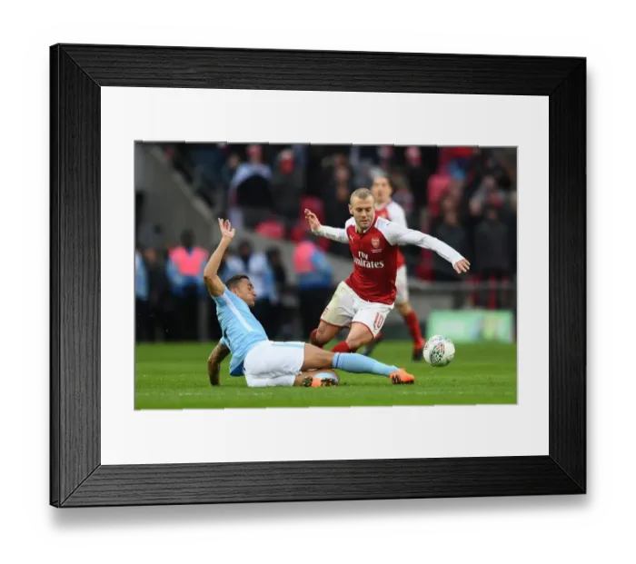 Framed Print : Arsenal's Jack Wilshere Tackled by Manchester City's Danilo in Carabao Cup Final Showdown