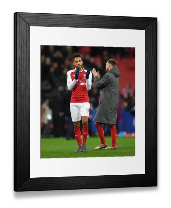Framed Print : Arsenal's Aubameyang Celebrates Carabao Cup Final Victory over Manchester City Framed Print : Arsenal's Aubameyang Celebrates Carabao Cup Final Victory over Manchester City