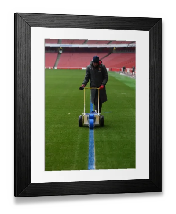 Framed Print : Arsenal Grounds Team Prepares Emirates Stadium Pitch for Manchester City Clash (2017-18) Framed Print : Arsenal Grounds Team Prepares Emirates Stadium Pitch for Manchester City Clash (2017-18)