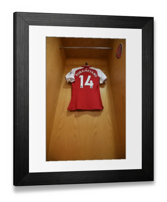 Framed Print : Pierre-Emerick Aubameyang's Arsenal Shirt in the Changing Room before Arsenal vs Manchester City, Premier League 2017-18 Framed Print : Pierre-Emerick Aubameyang's Arsenal Shirt in the Changing Room before Arsenal vs Manchester City, Premier League 2017-18