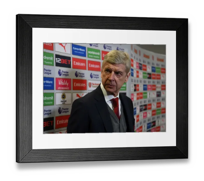 Framed Print : Arsene Wenger: Arsenal Manager Awaits Manchester City Challenge (Arsenal v Manchester City, Premier League 2017-18)