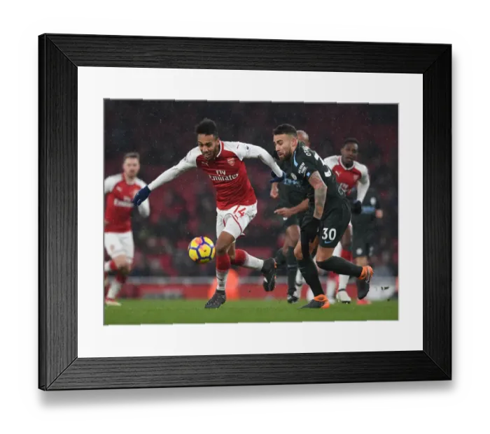 Framed Print : Clash of Titans: Aubameyang vs. Otamendi - Arsenal vs. Manchester City, Premier League Framed Print : Clash of Titans: Aubameyang vs. Otamendi - Arsenal vs. Manchester City, Premier League