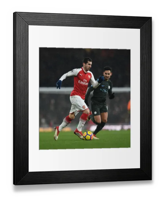 Framed Print : Mkhitaryan vs. Gundogan: Battle at the Emirates - Arsenal vs. Manchester City, Premier League 2017-18