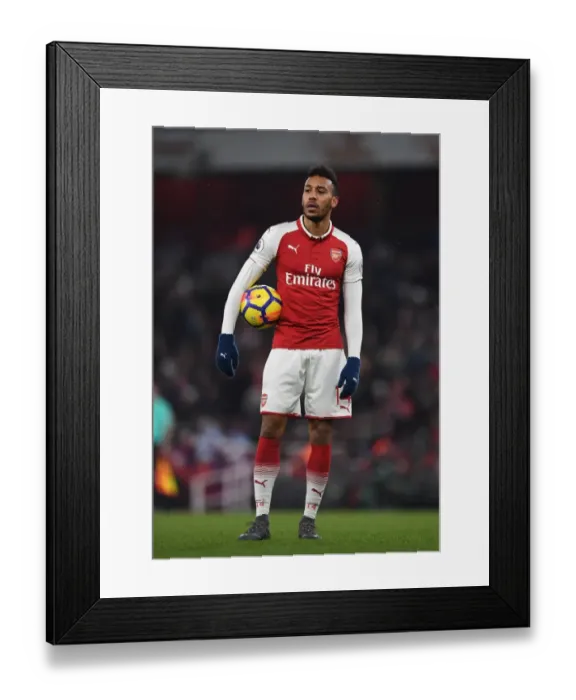 Framed Print : Arsenal's Aubameyang Faces Off Against Manchester City: Premier League Showdown