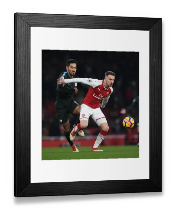 Framed Print : Intense Rivalry: Ramsey vs. Gundogan - Arsenal vs. Manchester City, Premier League