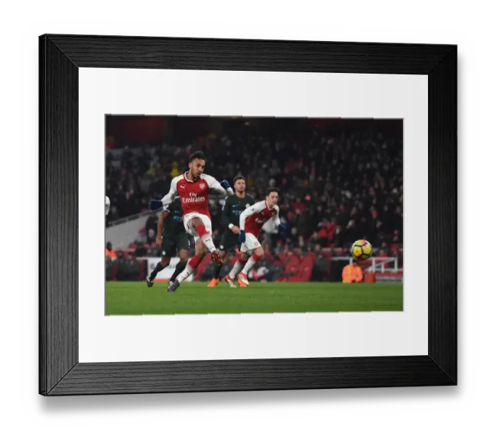 Framed Print : Aubameyang's Missed Penalty: Arsenal vs Manchester City, Premier League 2017-18