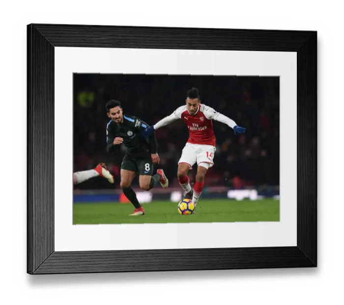 Framed Print : Clash of Stars: Aubameyang vs. Gundogan - Arsenal vs. Manchester City, Premier League Framed Print : Clash of Stars: Aubameyang vs. Gundogan - Arsenal vs. Manchester City, Premier League