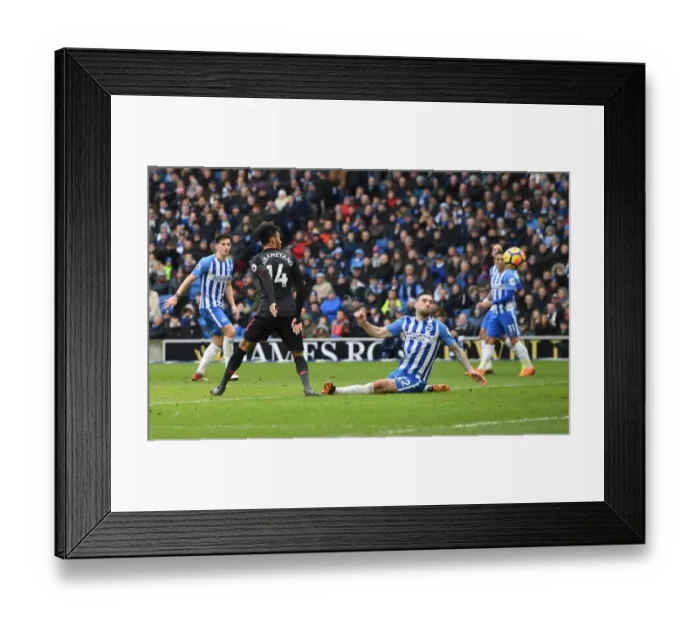 Framed Print : Pierre-Emerick Aubameyang Scores for Arsenal Against Brighton & Hove Albion, Premier League 2017-18