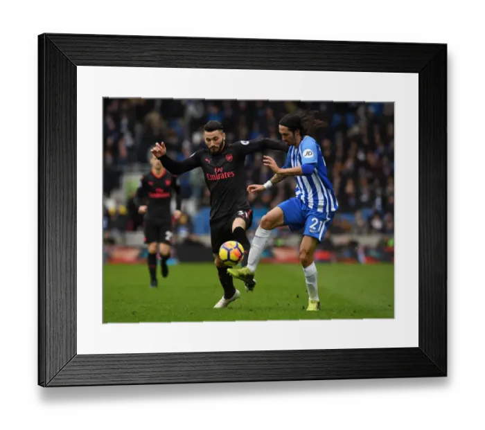 Framed Print : Brighton vs. Arsenal: A Footballing Battle - Kolasinac vs. Schelotto
