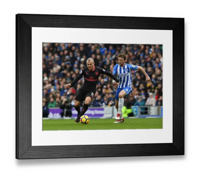 Framed Print : Jack Wilshere vs Dale Stephens: Midfield Battle in Premier League 2017-18 (Arsenal vs Brighton & Hove Albion)