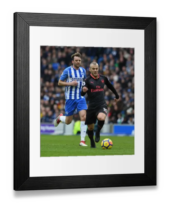 Framed Print : Jack Wilshere vs Dale Stephens: Battle in the Midfield - Brighton vs Arsenal, Premier League 2017-18