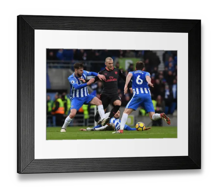Framed Print : Jack Wilshere Clashes with Brighton Trio in Intense Arsenal Battle Framed Print : Jack Wilshere Clashes with Brighton Trio in Intense Arsenal Battle