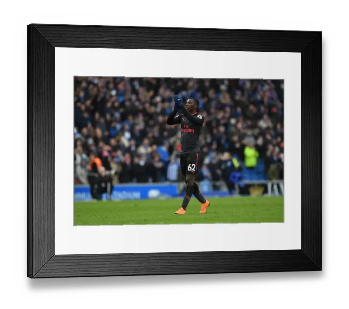 Framed Print : Eddie Nketiah Celebrates with Arsenal Fans after Brighton Victory Framed Print : Eddie Nketiah Celebrates with Arsenal Fans after Brighton Victory