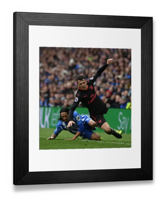 Framed Print : Xhaka Fouls: Brighton vs. Arsenal, Premier League Clash (2018) Framed Print : Xhaka Fouls: Brighton vs. Arsenal, Premier League Clash (2018)