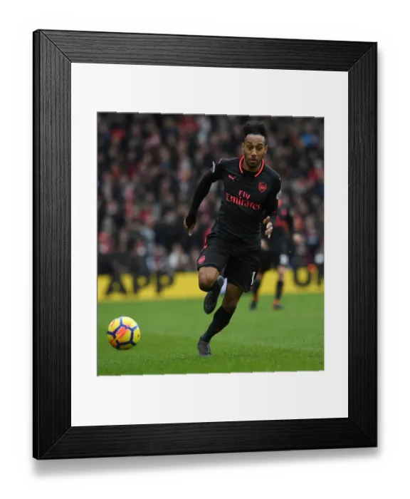 Framed Print : Pierre-Emerick Aubameyang in Action: Brighton & Hove Albion vs. Arsenal, Premier League 2017-18