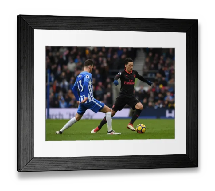 Framed Print : Mesut Ozil vs. Pascal Gross: Battle in the Premier League - Arsenal vs. Brighton & Hove Albion