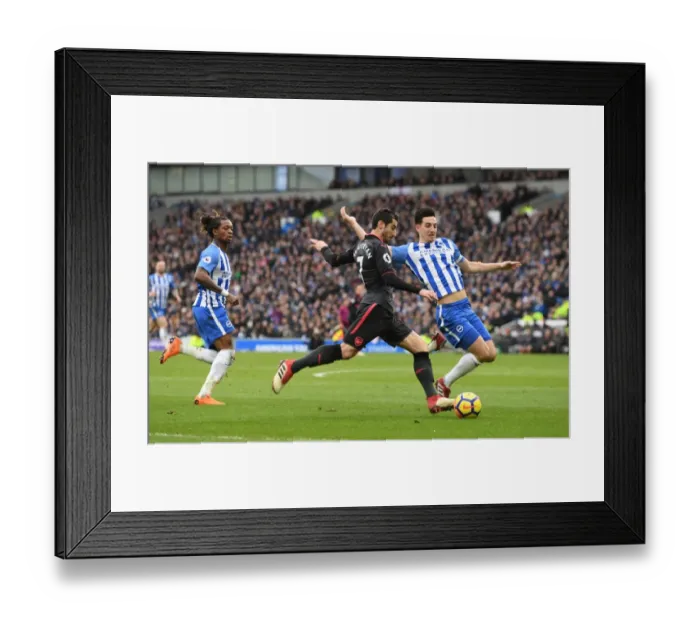 Framed Print : Intense Face-Off: Mkhitaryan vs. Dunk in Premier League Clash between Arsenal and Brighton Framed Print : Intense Face-Off: Mkhitaryan vs. Dunk in Premier League Clash between Arsenal and Brighton