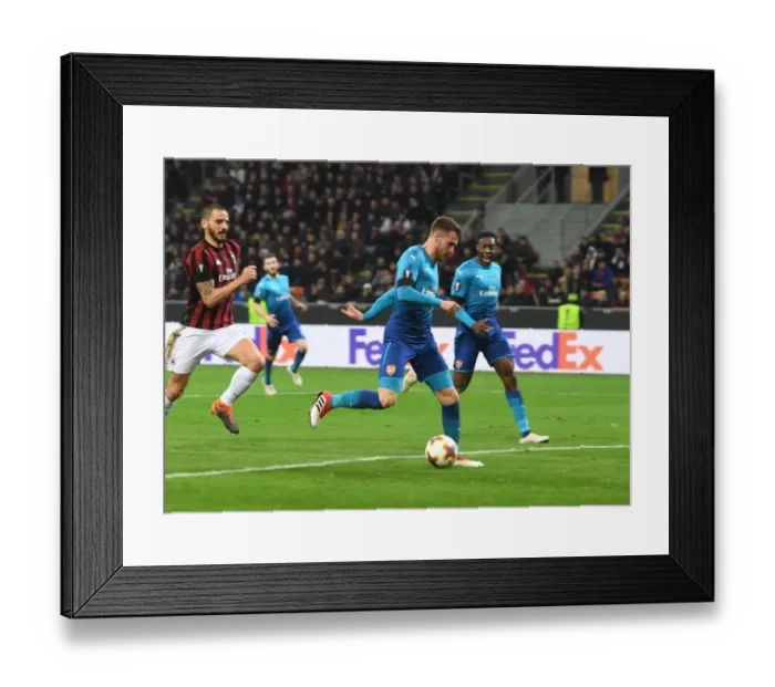 Framed Print : Aaron Ramsey Scores Past Gianluigi Donnarumma: Arsenal's Europa League Victory Over AC Milan (2017-18)