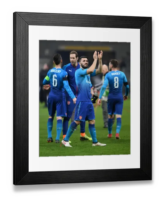 Framed Print : Sead Kolasinac Celebrates with Arsenal Fans after AC Milan Clash in Europa League Framed Print : Sead Kolasinac Celebrates with Arsenal Fans after AC Milan Clash in Europa League