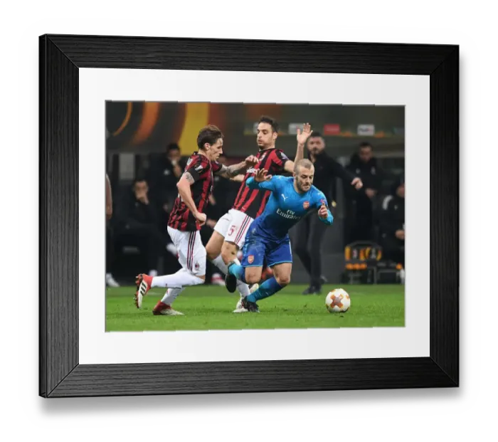 Framed Print : Clash of Midfield Titans: Ramsey vs. Biglia, Bonaventura - AC Milan vs. Arsenal, UEFA Europa League 2018